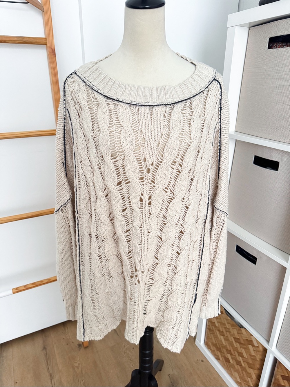 Free People We The Free Morgan Cable Pullover Sweater Cream - Picture 4 of 16
